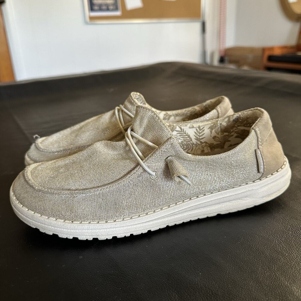 Hey Dude Wendy Sparkling Beige Comfort Lightweight Slip-On Shoes US 9 - 900
